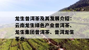 龙生普洱茶及其发展介绍：云南龙生绿色产业普洱茶、龙生集团普洱茶、普洱龙生茶业