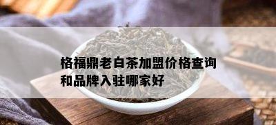 格福鼎老白茶加盟价格查询和品牌入驻哪家好