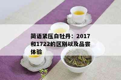 简语紧压白牡丹：2017和1722的区别以及品尝体验