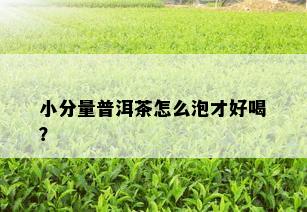 小分量普洱茶怎么泡才好喝？