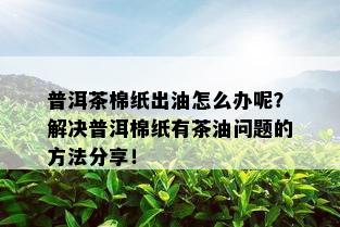 普洱茶棉纸出油怎么办呢？解决普洱棉纸有茶油问题的方法分享！