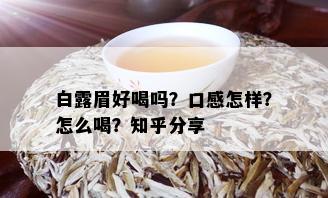 白露眉好喝吗？口感怎样？怎么喝？知乎分享