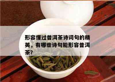 形容懂过普洱茶诗词句的精英，有哪些诗句能形容普洱茶？