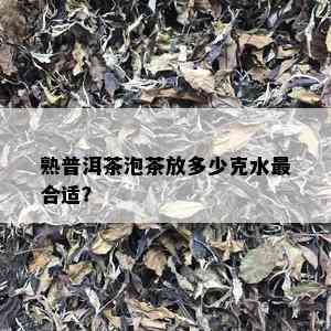 熟普洱茶泡茶放多少克水最合适？