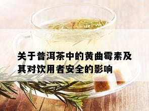 关于普洱茶中的黄曲霉素及其对饮用者安全的影响