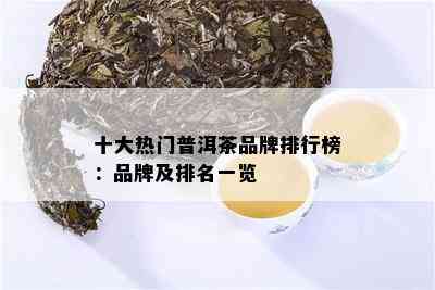 十大热门普洱茶品牌排行榜：品牌及排名一览