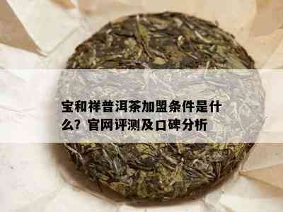 宝和祥普洱茶加盟条件是什么？官网评测及口碑分析