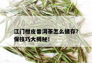 江门柑皮普洱茶怎么储存？保技巧大揭秘！