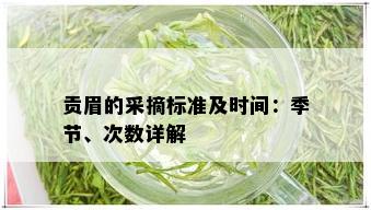 贡眉的采摘标准及时间：季节、次数详解