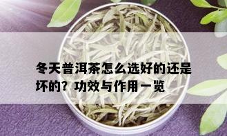 冬天普洱茶怎么选好的还是坏的？功效与作用一览