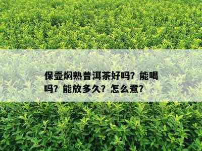 保壶焖熟普洱茶好吗？能喝吗？能放多久？怎么煮？