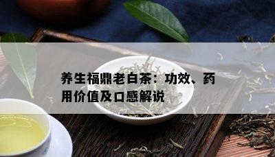 养生福鼎老白茶：功效、用价值及口感解说