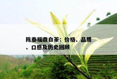 陈泰福鼎白茶：价格、品质、口感及历史回顾