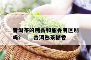 普洱茶的糖香和甜香有区别吗？——普洱熟茶糖香