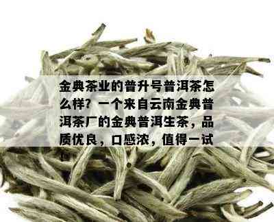 金典茶业的普升号普洱茶怎么样？一个来自云南金典普洱茶厂的金典普洱生茶，品质优良，口感浓，值得一试！