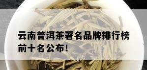 云南普洱茶著名品牌排行榜前十名公布！