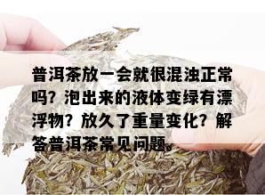 普洱茶放一会就很混浊正常吗？泡出来的液体变绿有漂浮物？放久了重量变化？解答普洱茶常见问题。