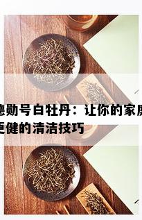 德勋号白牡丹：让你的家庭更健的清洁技巧