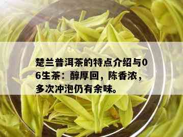 楚兰普洱茶的特点介绍与06生茶：醇厚回，陈香浓，多次冲泡仍有余味。