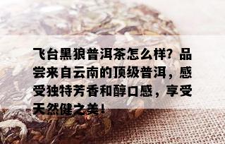 飞台黑狼普洱茶怎么样？品尝来自云南的顶级普洱，感受独特芳香和醇口感，享受天然健之美！