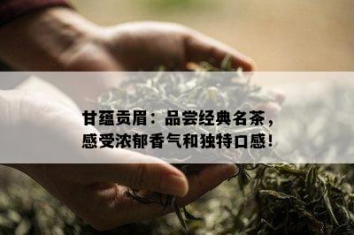 甘蕴贡眉：品尝经典名茶，感受浓郁香气和独特口感！