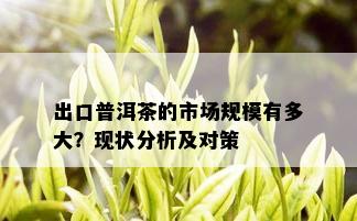 出口普洱茶的市场规模有多大？现状分析及对策