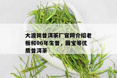 大渡岗普洱茶厂官网介绍老板和06年生普，圆宝等优质普洱茶