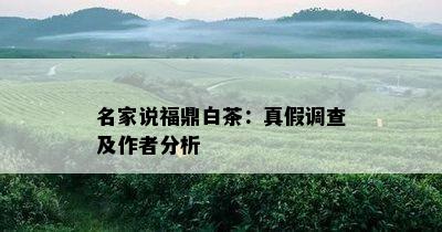 名家说福鼎白茶：真假调查及作者分析