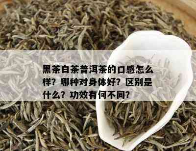 黑茶白茶普洱茶的口感怎么样？哪种对身体好？区别是什么？功效有何不同？