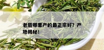 老眉哪里产的最正宗好？产地揭秘！