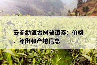 云南勐海古树普洱茶：价格、年份和产地信息