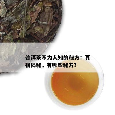 普洱茶不为人知的秘方：真相揭秘，有哪些秘方？