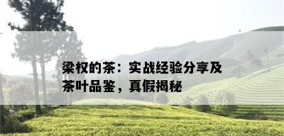 梁权的茶：实战经验分享及茶叶品鉴，真假揭秘