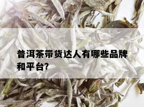 普洱茶带货达人有哪些品牌和平台？