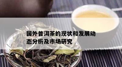 国外普洱茶的现状和发展动态分析及市场研究