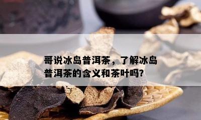 哥说冰岛普洱茶，了解冰岛普洱茶的含义和茶叶吗？