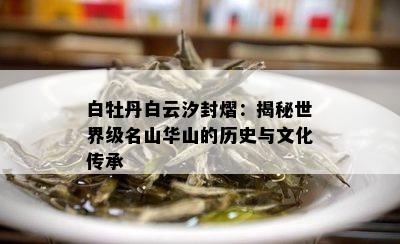 白牡丹白云汐封熠：揭秘世界级名山华山的历史与文化传承