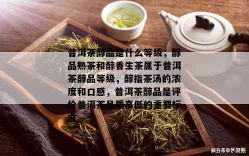 普洱茶醇品是什么等级，醇品熟茶和醇香生茶属于普洱茶醇品等级，醇指茶汤的浓度和口感，普洱茶醇品是评价普洱茶品质高低的重要标准。