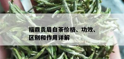 福鼎贡眉白茶价格、功效、区别和作用详解