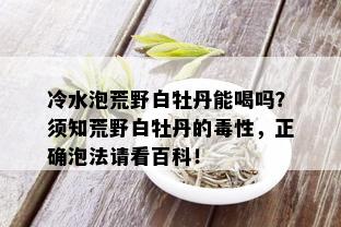 冷水泡荒野白牡丹能喝吗？须知荒野白牡丹的性，正确泡法请看百科！