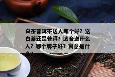 白茶普洱茶送人哪个好？送白茶还是普洱？适合送什么人？哪个牌子好？寓意是什么？