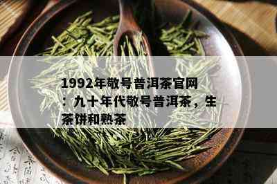 1992年敬号普洱茶官网：九十年代敬号普洱茶，生茶饼和熟茶