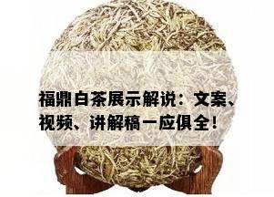 福鼎白茶展示解说：文案、视频、讲解稿一应俱全！