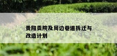 贵阳贡院及周边巷道拆迁与改造计划