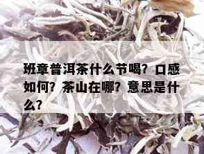 班章普洱茶什么节喝？口感如何？茶山在哪？意思是什么？