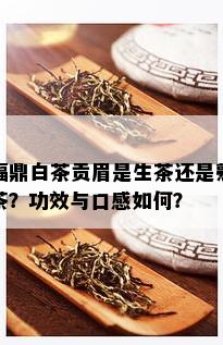 福鼎白茶贡眉是生茶还是熟茶？功效与口感如何？