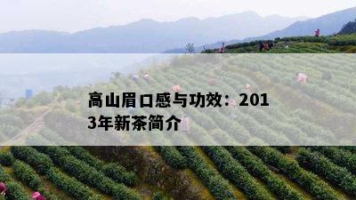 高山眉口感与功效：2013年新茶简介