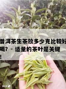 普洱茶生茶放多少克比较好喝？- 适量的茶叶是关键！