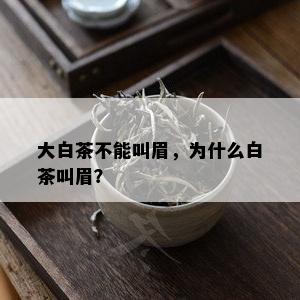 大白茶不能叫眉，为什么白茶叫眉？