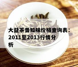 大益茶普知味价格查询表：2011至2013行情分析